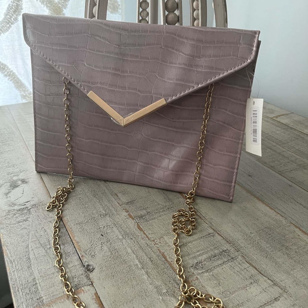 Light purple with gold crossbody/clutch